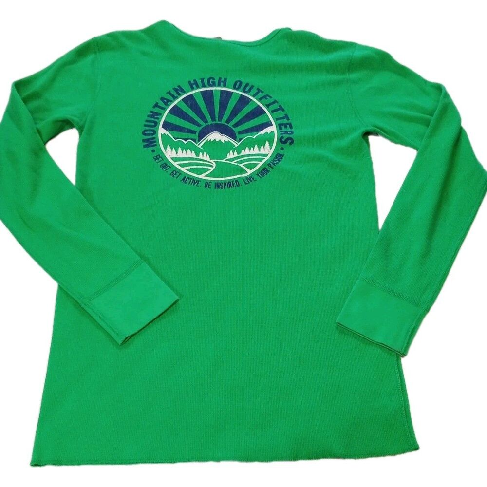Men's Small Green Mountain High Outfitters Thermal Long Sleeve Shirt Spot Sleeve
